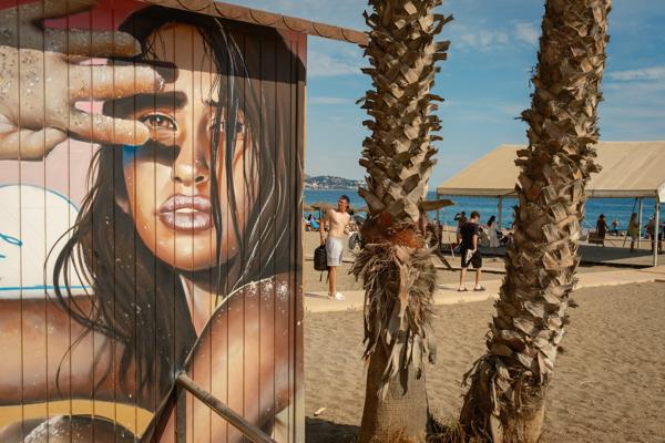 Beach Mural and Palms